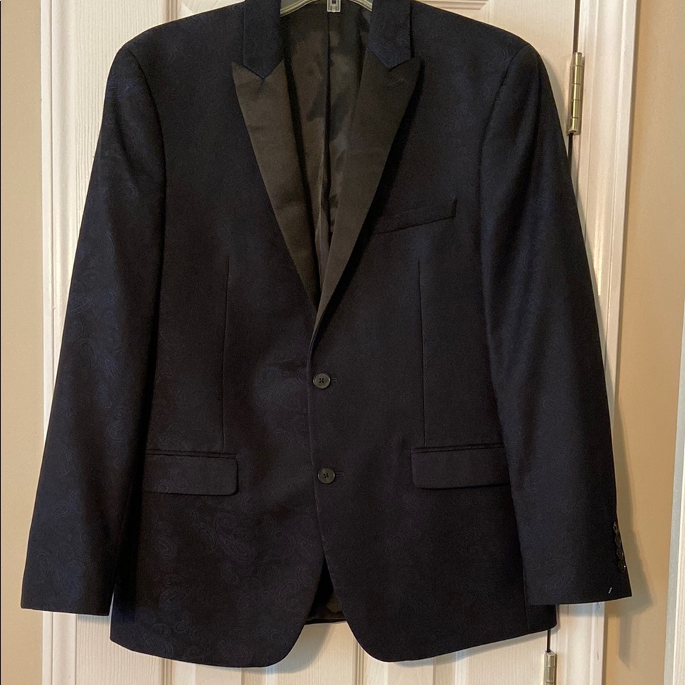 Van Heusen Men's Jacquard Print Black Tuxedo Blazer Sz 44R Slim Fit - Picture 2 of 10